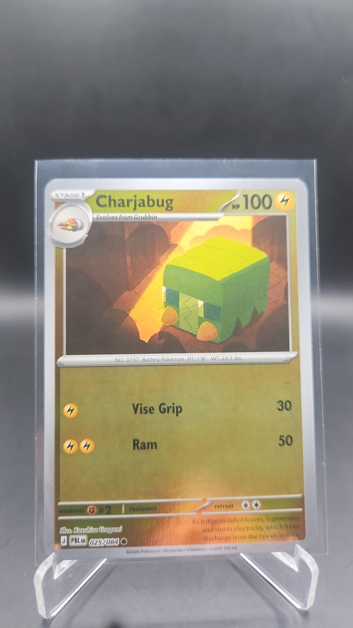 Charjabug 025/084 Reverse Holo Pokémon card from Pitch Black ME05 in Near Mint condition.