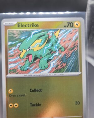 Electrike 023/084 Reverse Holo Pokémon card from the Mega Evolution Era Pitch Black ME05 set in Near Mint condition.