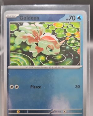 Goldeen 013/084 Reverse Holo Pokémon card from Pitch Black ME05 in Near Mint condition.