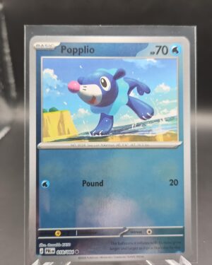 Popplio 018/084 Reverse Holo Pokémon card from Pitch Black ME05 in Near Mint condition.