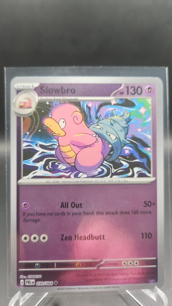 Slowbro 030/084 Reverse Holo Pokémon card from Pitch Black ME05 in Near Mint condition.