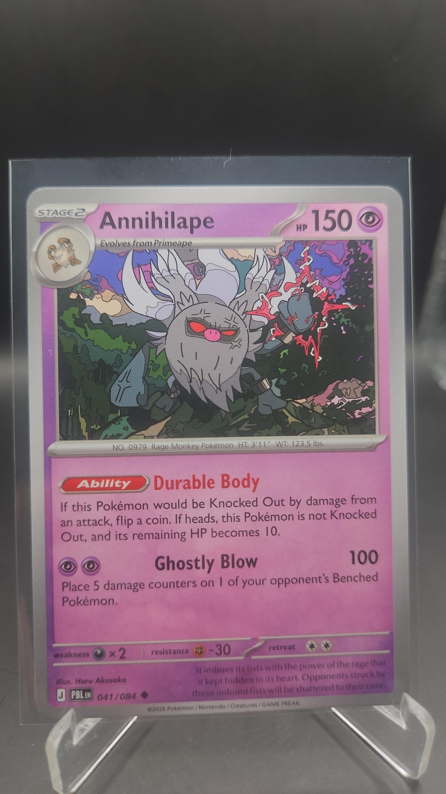 Annihilape 041/084 Base Rare Pokémon card from the Mega Evolution Era Pitch Black ME05 set in Near Mint condition.