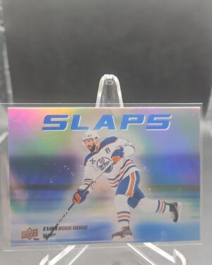 Evan Bouchard Hockey Slaps #SL‑3 card from 2025‑26 Upper Deck Series 2 in Near Mint condition.