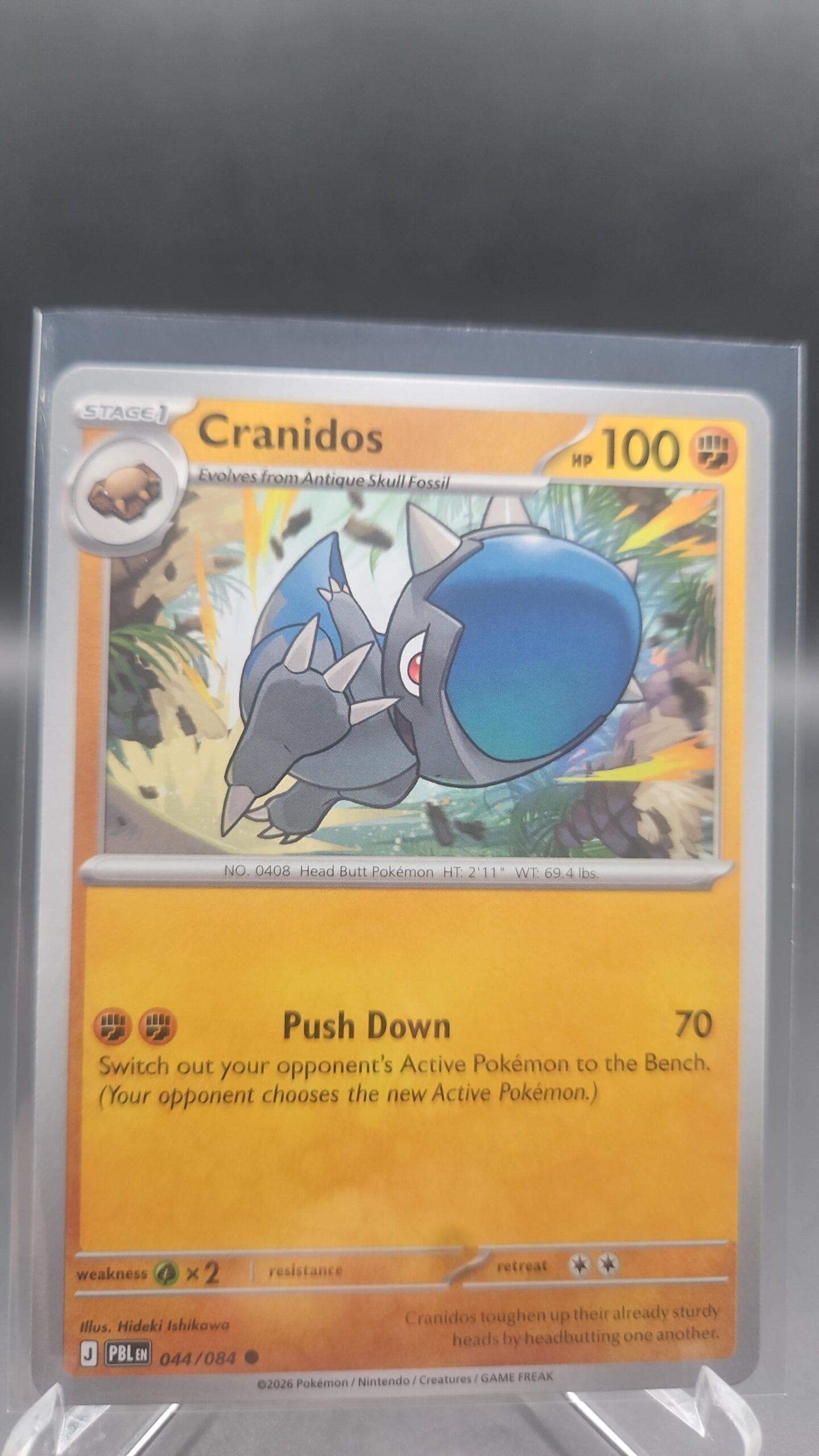 Cranidos 044/084 Base Uncommon Pokémon card from the Mega Evolution Era Pitch Black ME05 set in Near Mint condition.