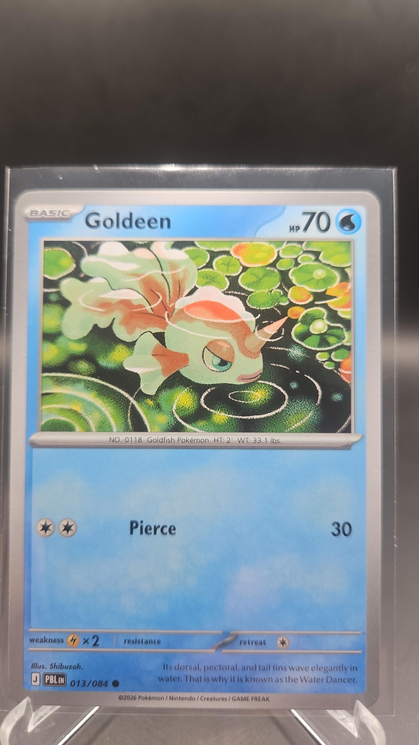 Goldeen 013/084 Base Common Pokémon card from the Mega Evolution Era Pitch Black ME05 set in Near Mint condition.