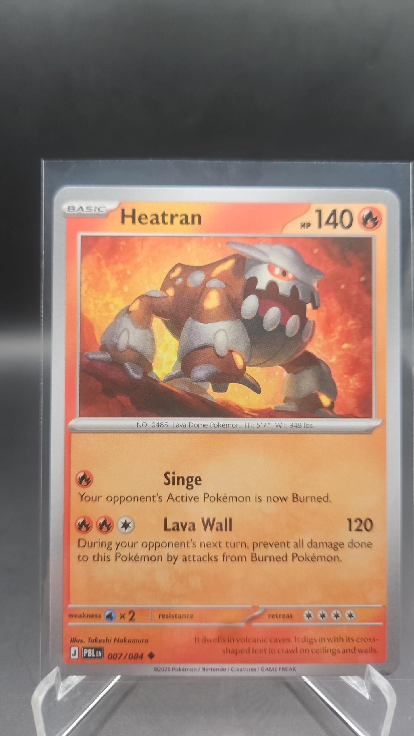 Heatran 007/084 Base Common Pokémon card from the Mega Evolution Era Pitch Black ME05 set in Near Mint condition.
