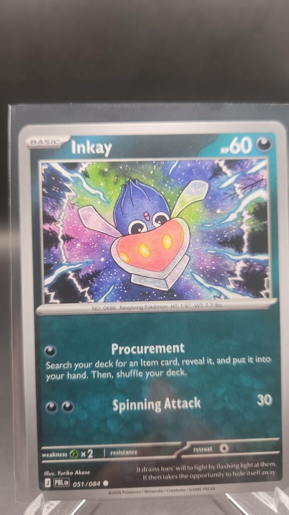Inkay 051/084 Base Common Pokémon card from the Mega Evolution Era Pitch Black ME05 set in Near Mint condition.