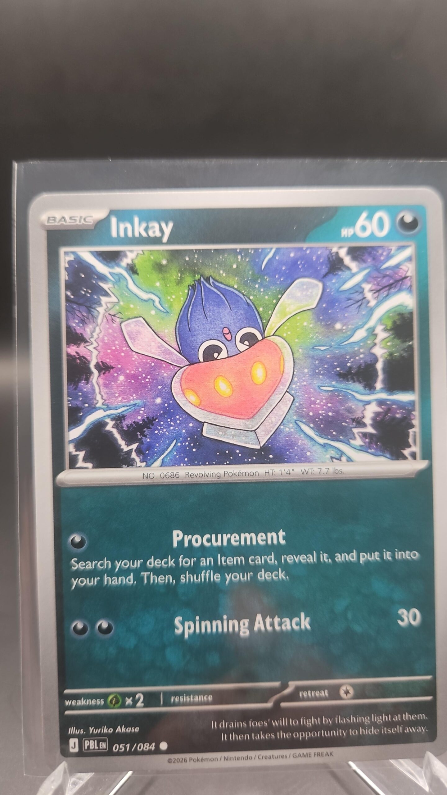 Inkay 051/084 Base Common Pokémon card from the Mega Evolution Era Pitch Black ME05 set in Near Mint condition.