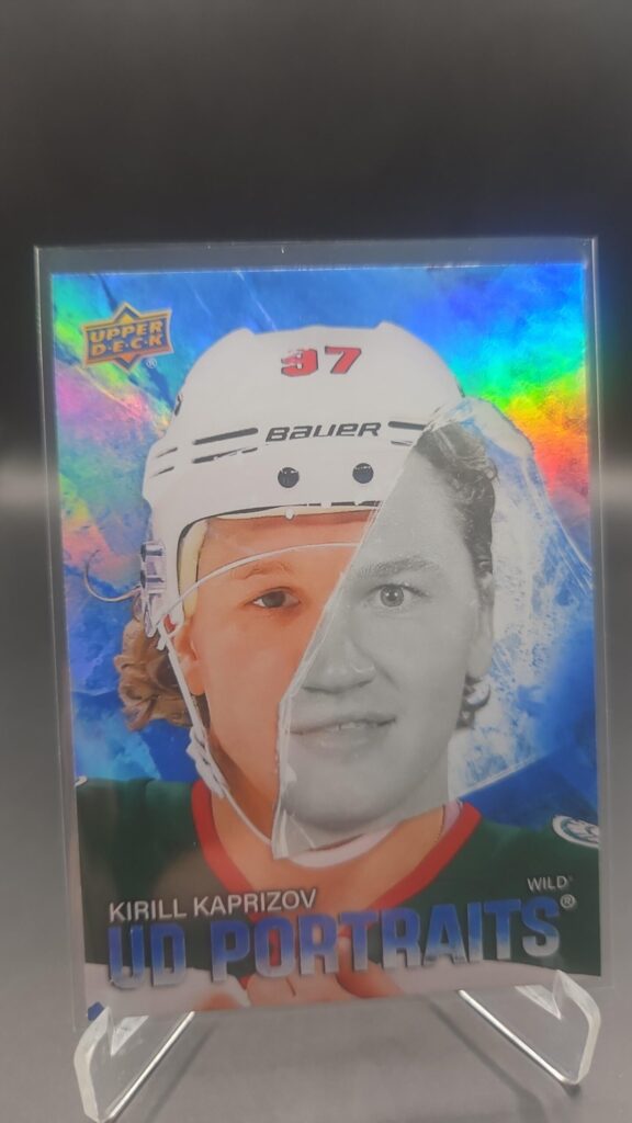 Kirill Kaprizov UD Portraits #P‑35 card from 2025‑26 Upper Deck Series 2 in Near Mint condition.