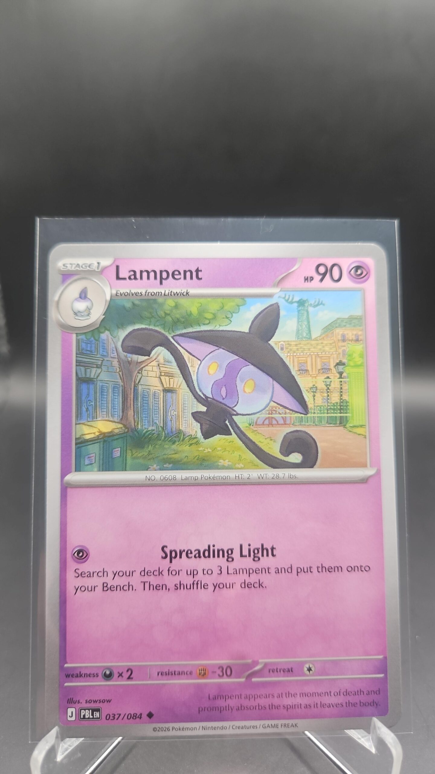 Lampent 037/084 Base Uncommon Pokémon card from the Mega Evolution Era Pitch Black ME05 set in Near Mint condition.