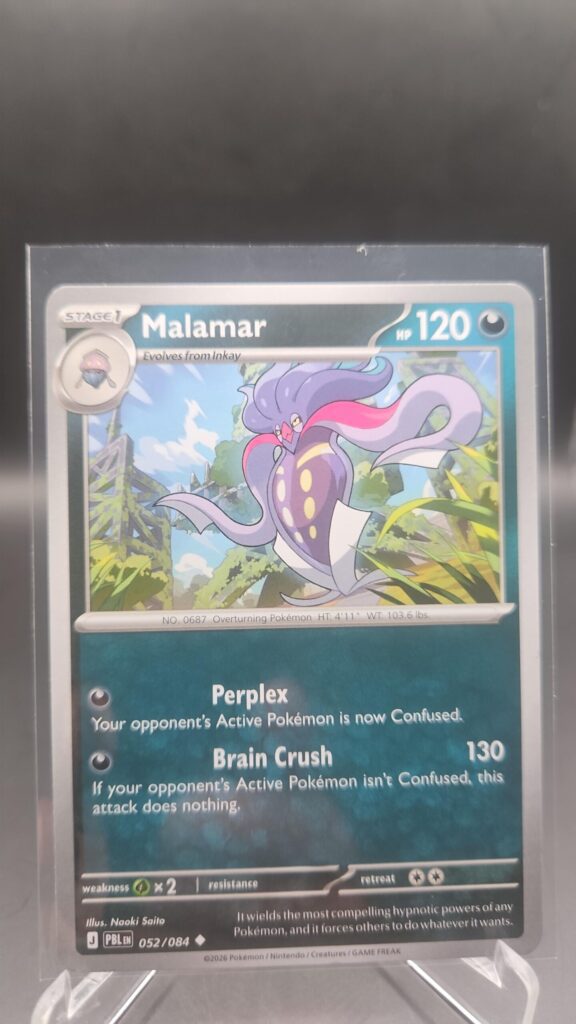 Malamar 052/084 Base Uncommon Pokémon card from the Mega Evolution Era Pitch Black ME05 set in Near Mint condition.