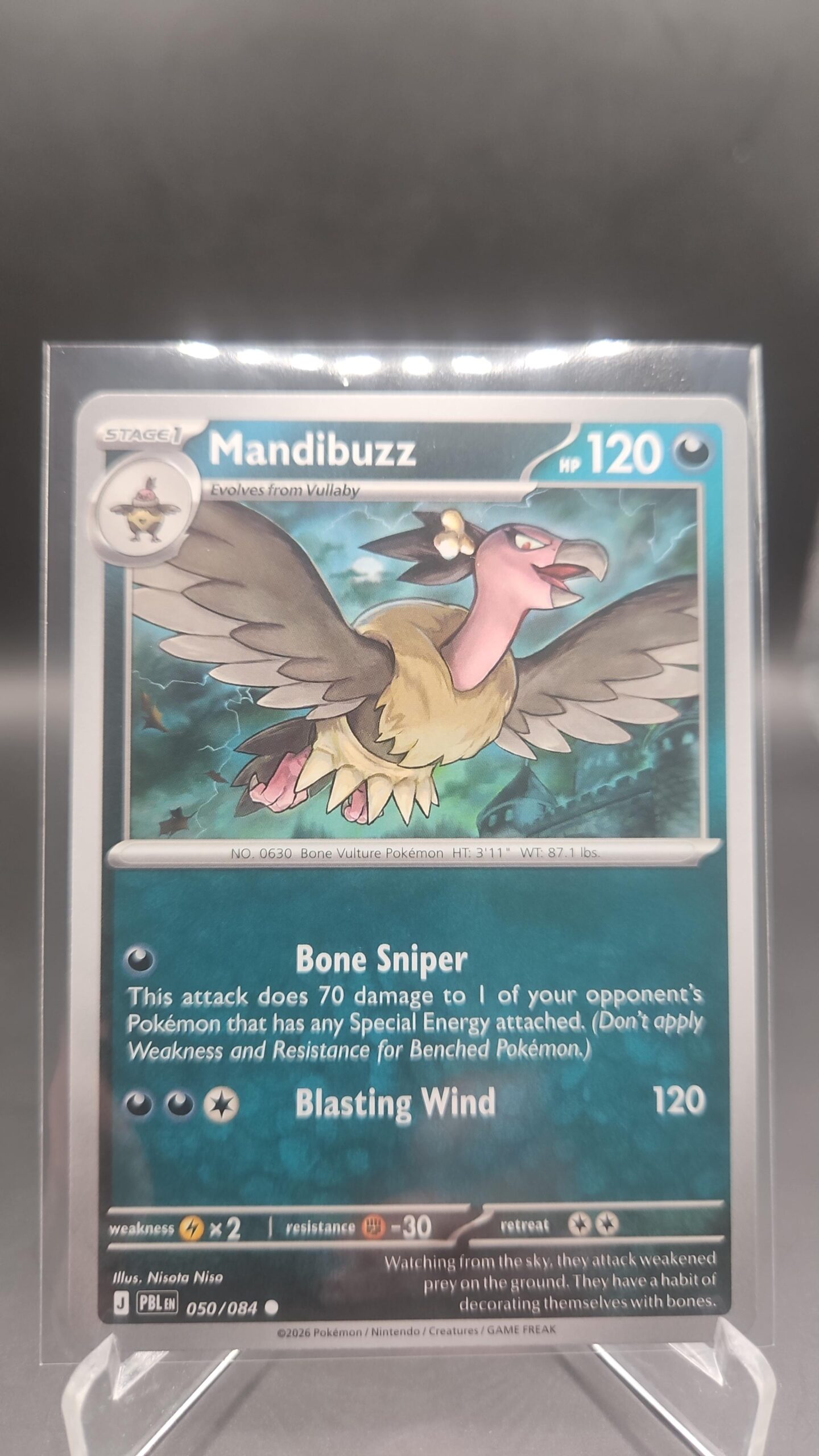 Mandibuzz 050/084 Base Uncommon Pokémon card from the Mega Evolution Era Pitch Black ME05 set in Near Mint condition.