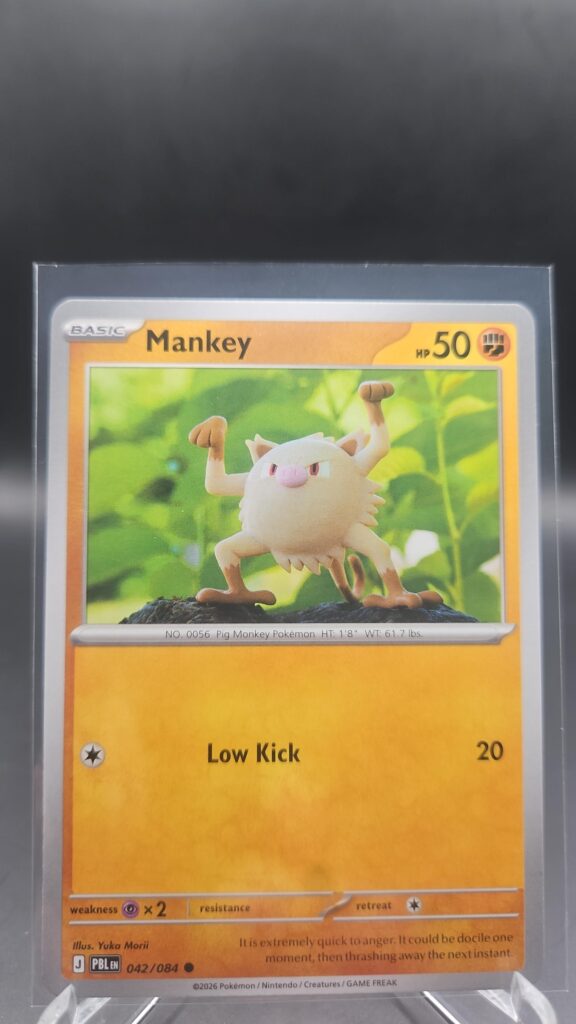 Mankey 042/084 Base Common Pokémon card from the Mega Evolution Era Pitch Black ME05 set in Near Mint condition.