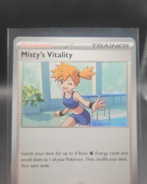 Misty’s Vitality 080/084 Base Trainer Pokémon card from the Mega Evolution Era Pitch Black ME05 set in Near Mint condition.