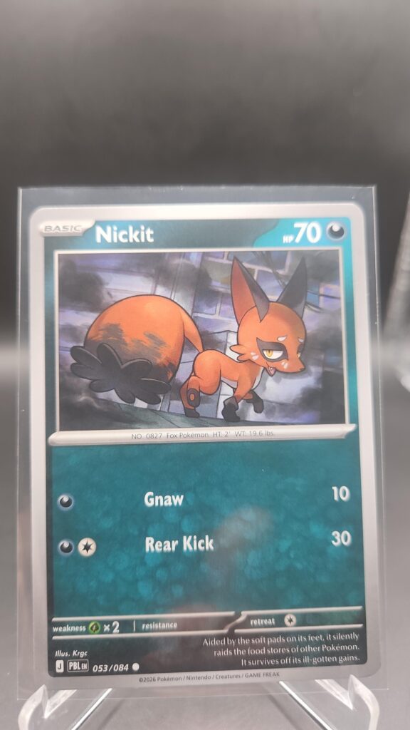 Nickit 053/084 Base Common Pokémon card from the Mega Evolution Era Pitch Black ME05 set in Near Mint condition.