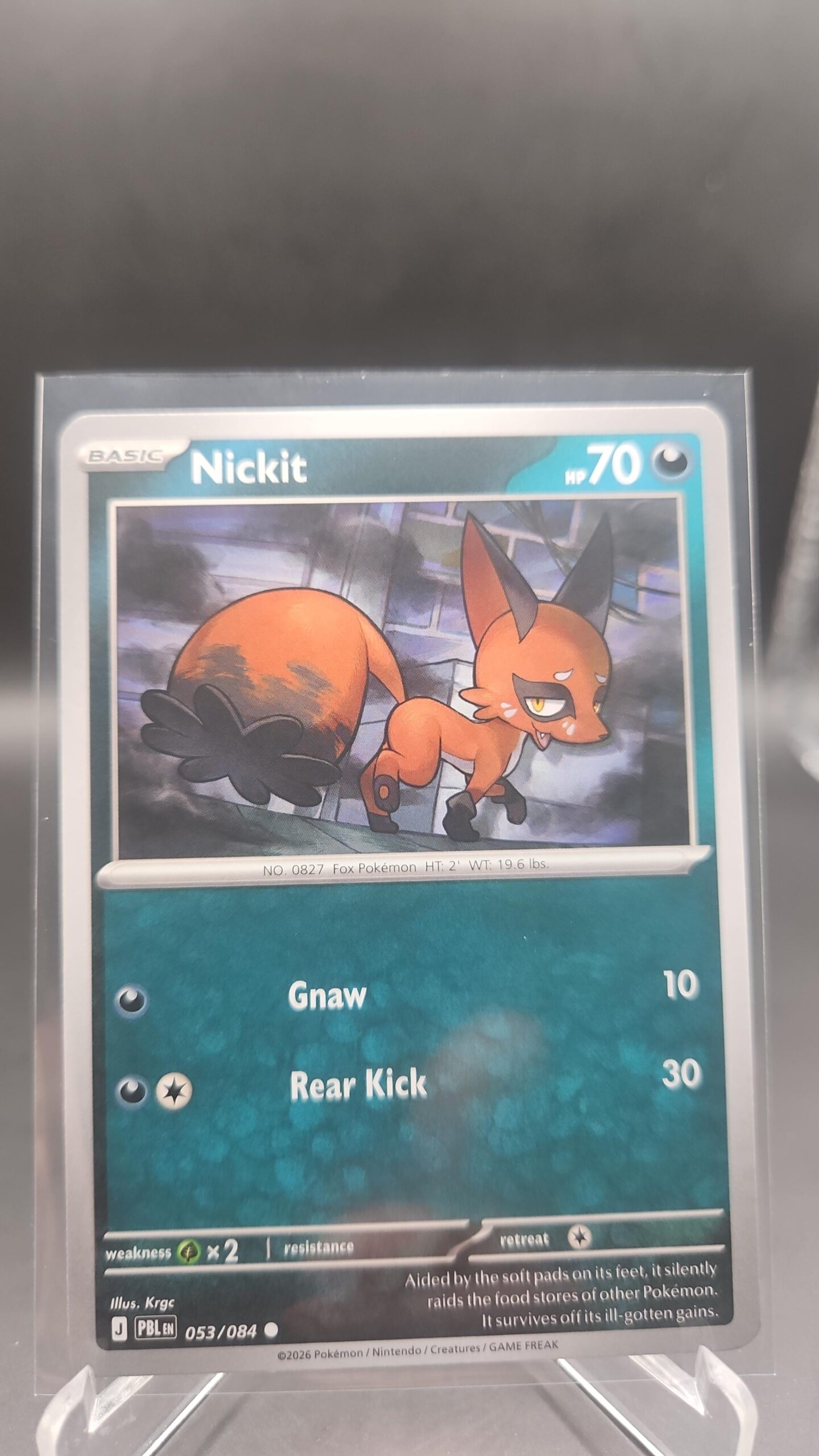 Nickit 053/084 Base Common Pokémon card from the Mega Evolution Era Pitch Black ME05 set in Near Mint condition.
