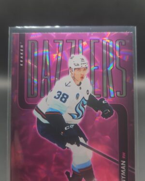Jani Nyman Dazzlers Pink Rookie #DZ‑70 card from 2025‑26 Upper Deck Series 2 in Near Mint condition.