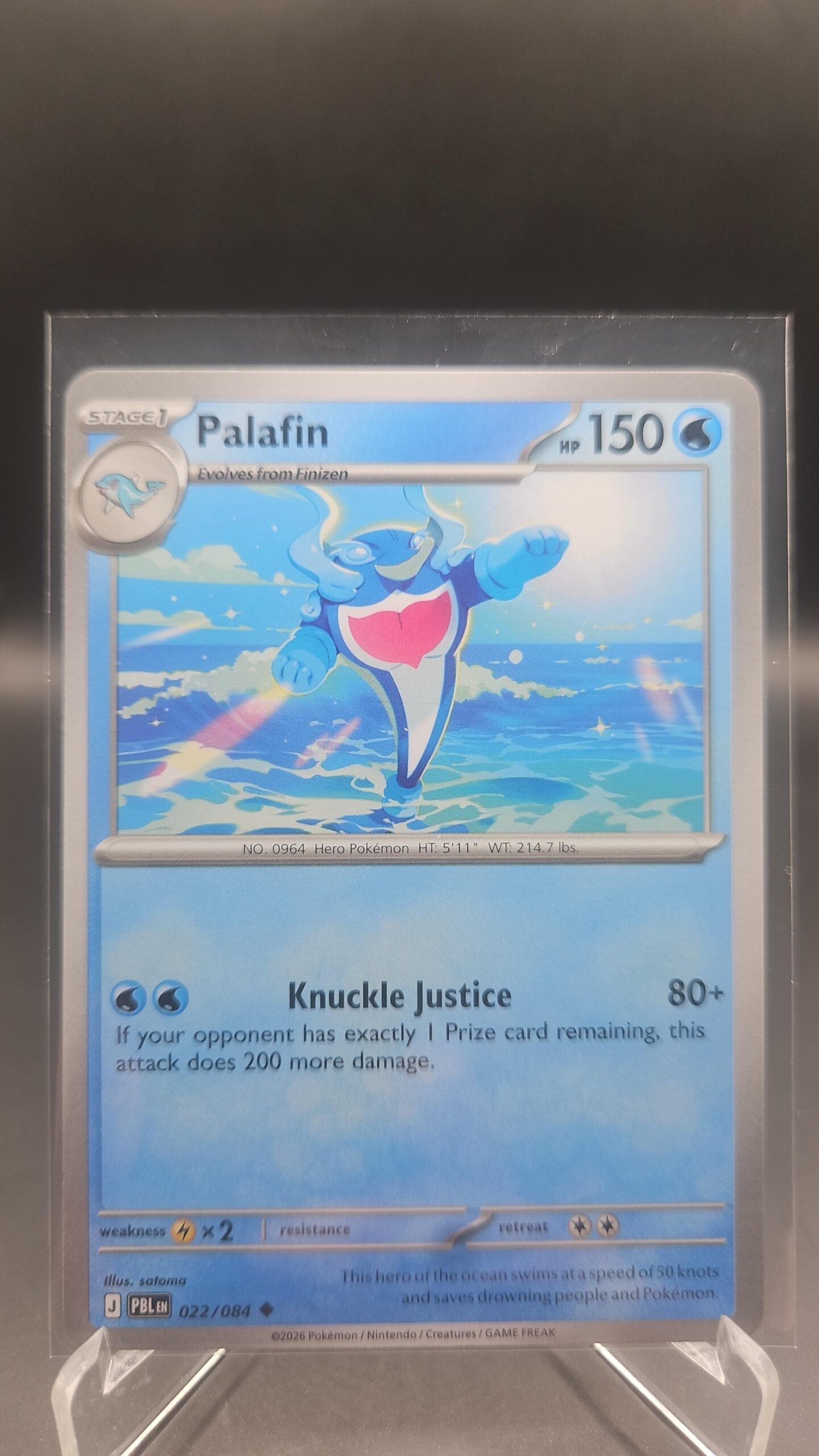 Palafin 022/084 Base Rare Pokémon card from the Mega Evolution Era Pitch Black ME05 set in Near Mint condition.