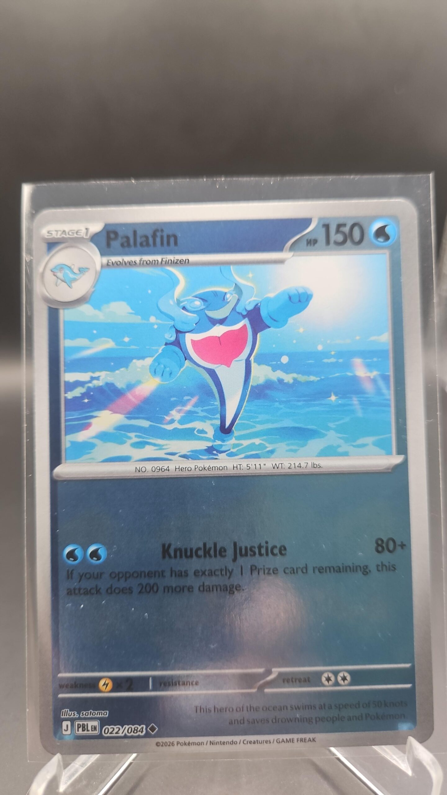 Palafin 022/084 Reverse Holo Pokémon card from the Mega Evolution Era Pitch Black ME05 set in Near Mint condition.