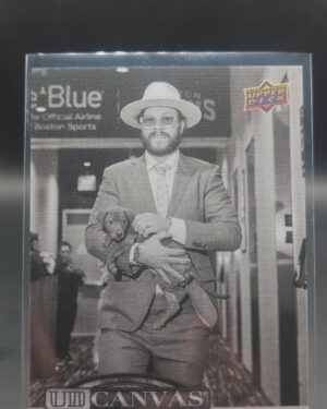 David Pastrnak UD Canvas Black & White #C‑142 card from 2025‑26 Upper Deck Series 2 in Near Mint condition.
