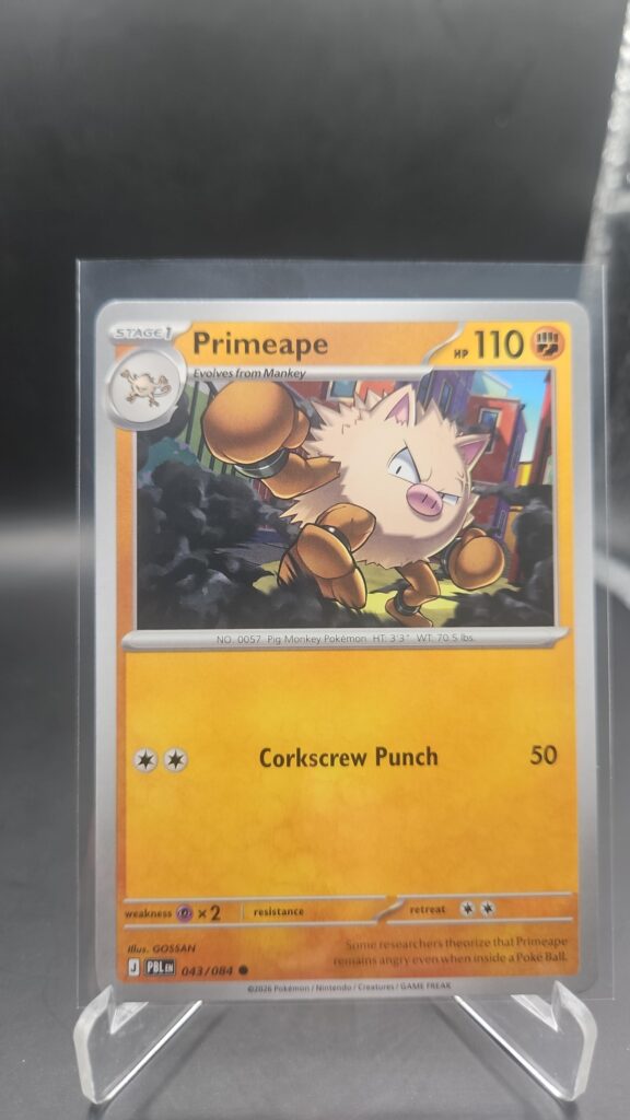 Primeape 043/084 Base Uncommon Pokémon card from the Mega Evolution Era Pitch Black ME05 set in Near Mint condition.