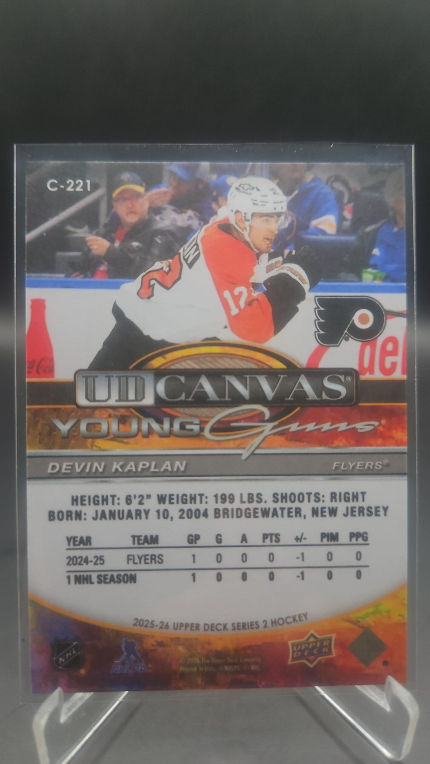 2025-26 Upper Deck Devin Kaplan Young Guns Canvas #C-221 UD Series 2 Rookie - Image 2