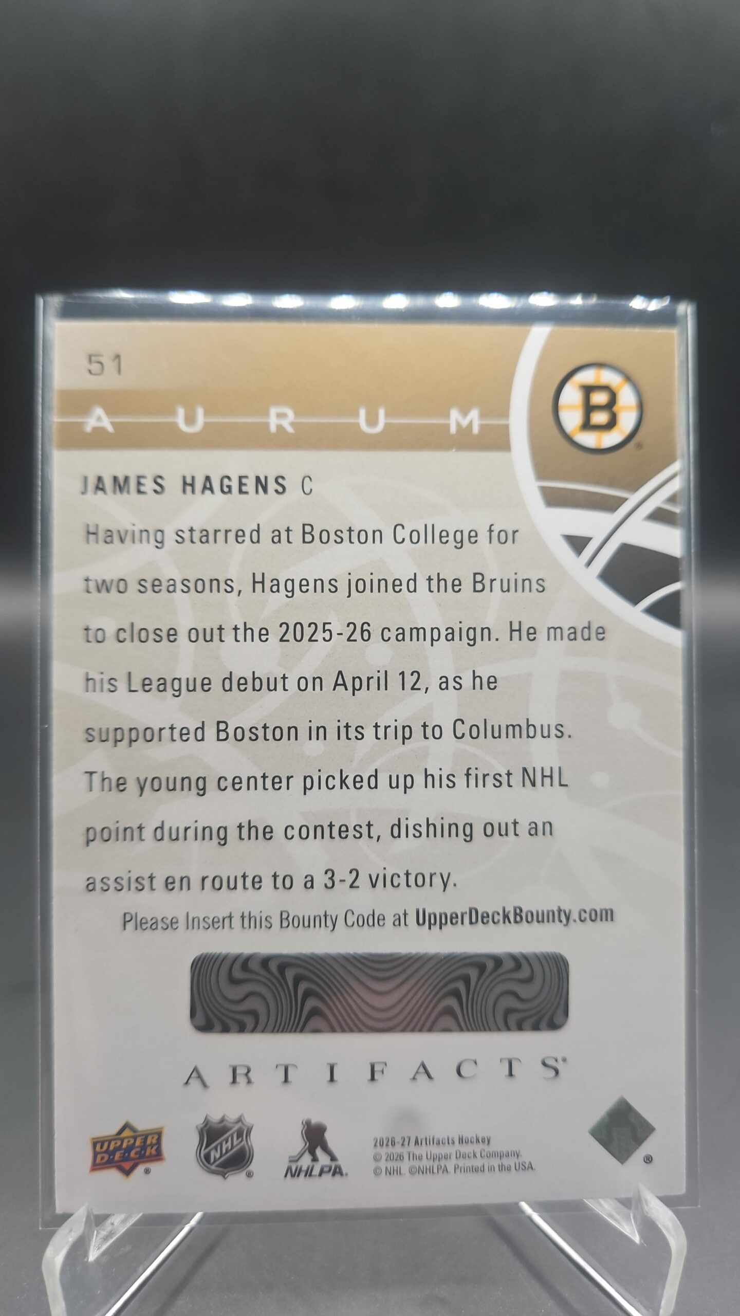 upper deck 2026/27 artifact Arum rookie bounty James hagens unscratched - Image 2