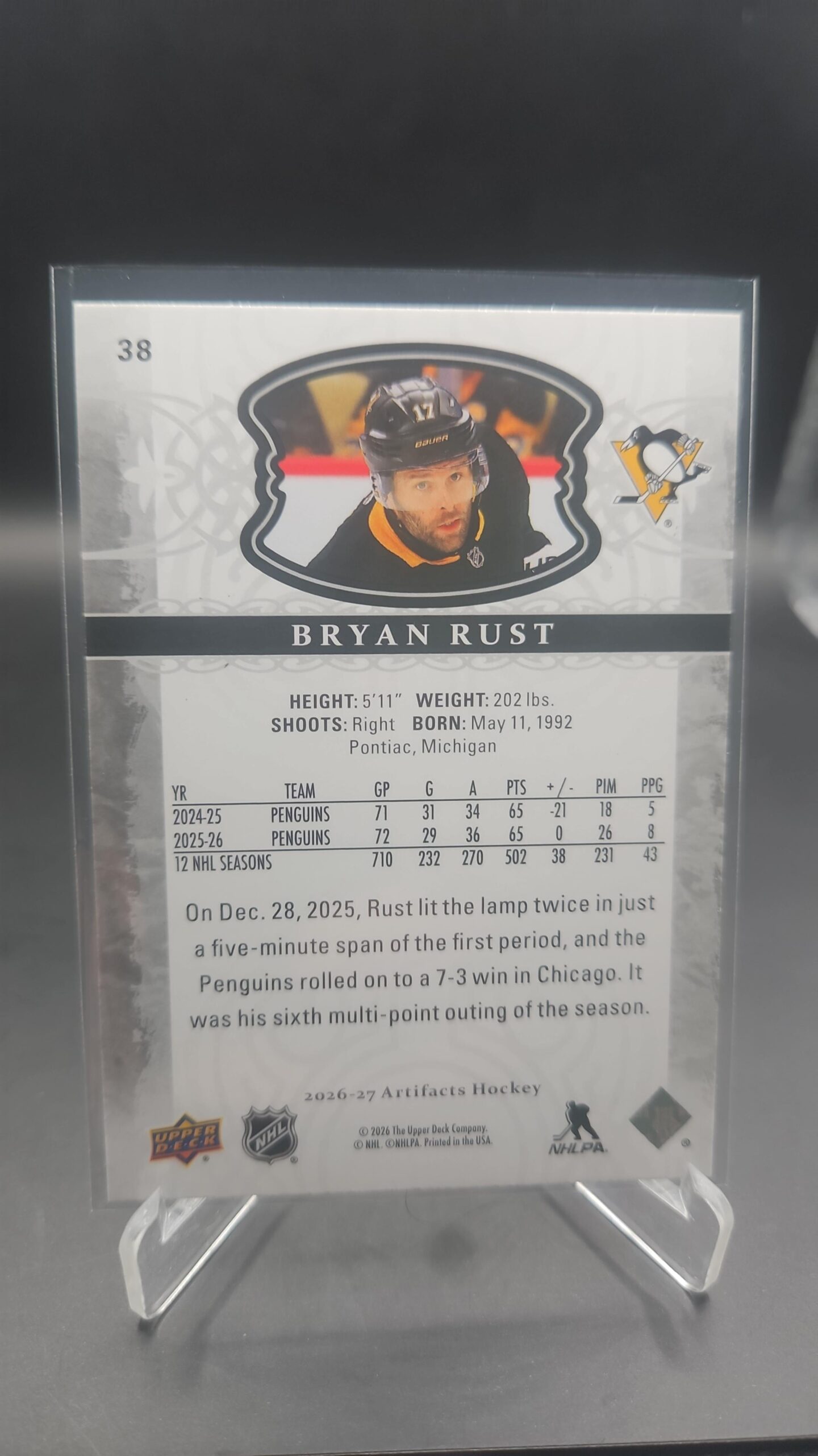 2026-27 Upper Deck Artifacts Base Bryan Rust #38 - Image 2