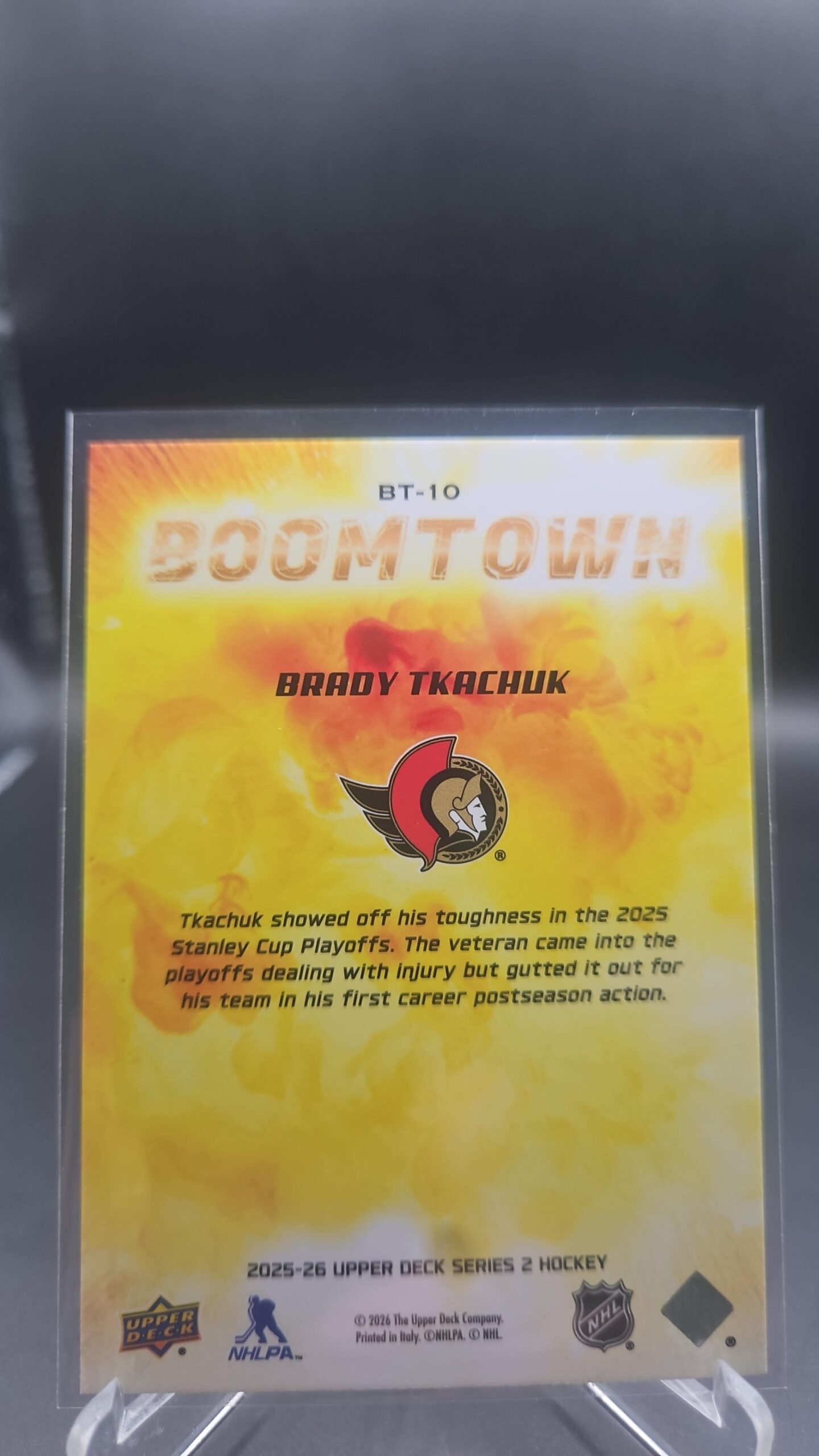 2025-26 Upper Deck Series 2 Boomtown Brady Tkachuk BT-10 Senator - Image 2