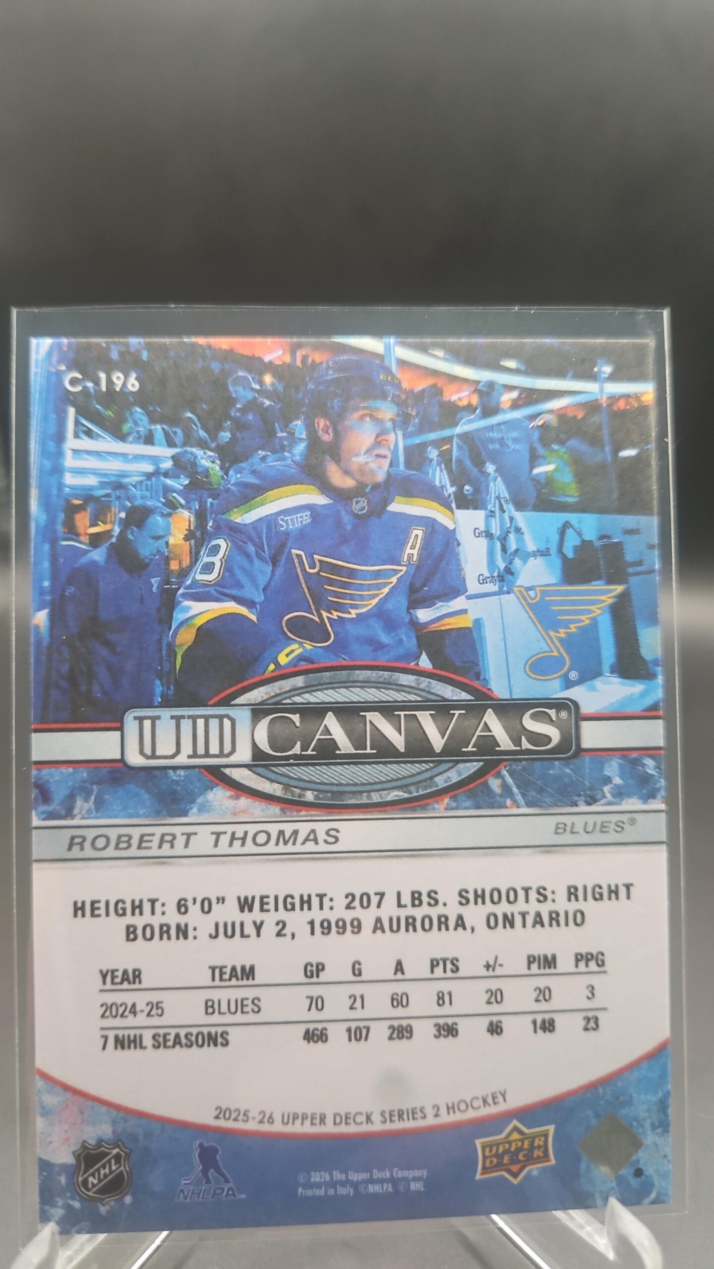 2025-26 Upper Deck Series 2 C-196 Robert Thomas ST Louis Blues UD Canvas - Image 2
