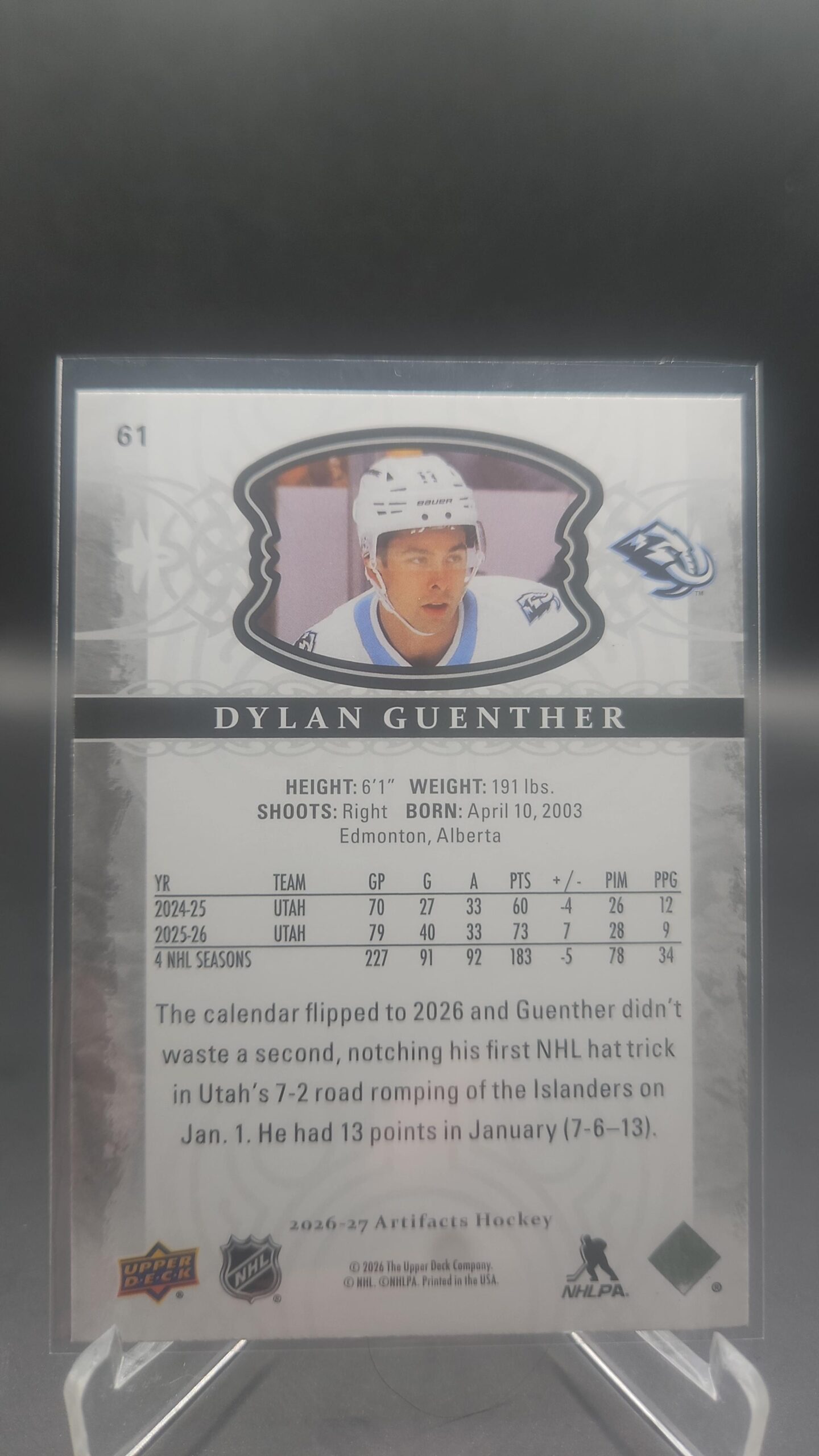 2026-27 Upper Deck Artifacts Base Dylan Guenther #61 - Image 2