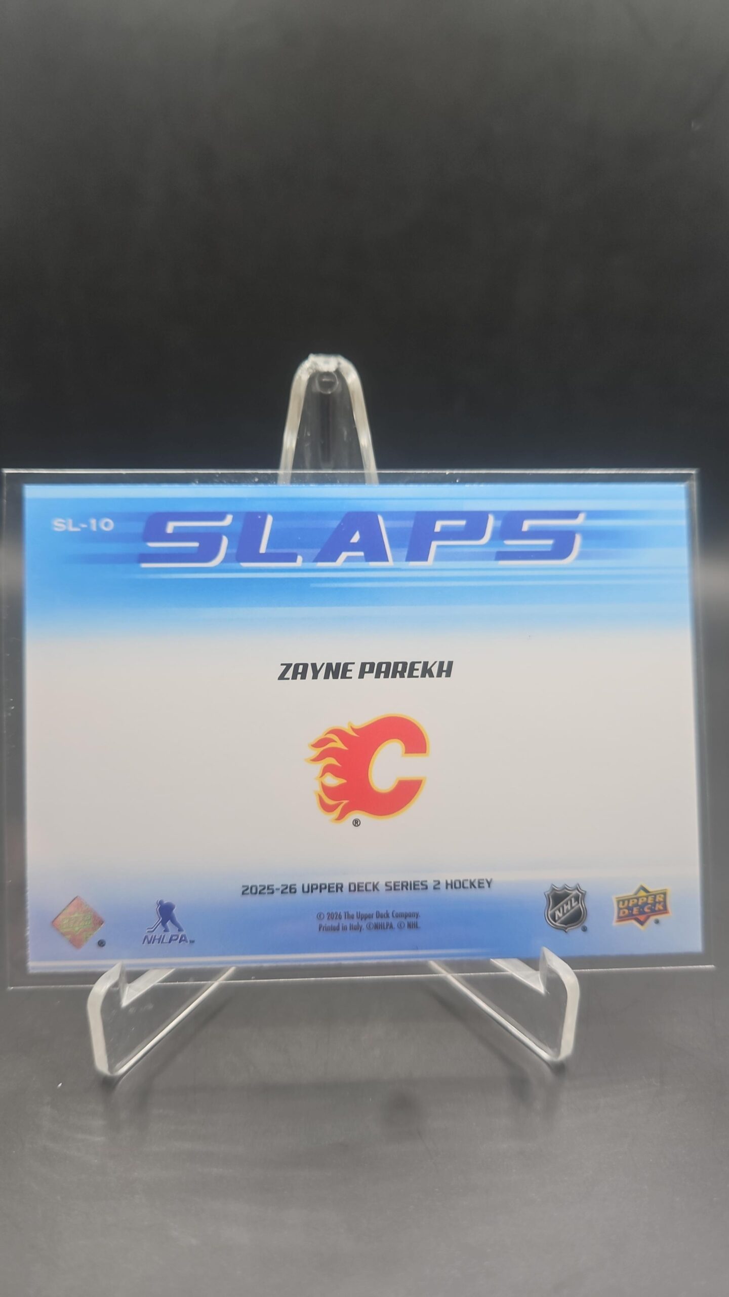 2025-26 Upper Deck Series 2 Zayne Parekh #SL-10 Slaps Calgary Flames - Image 2