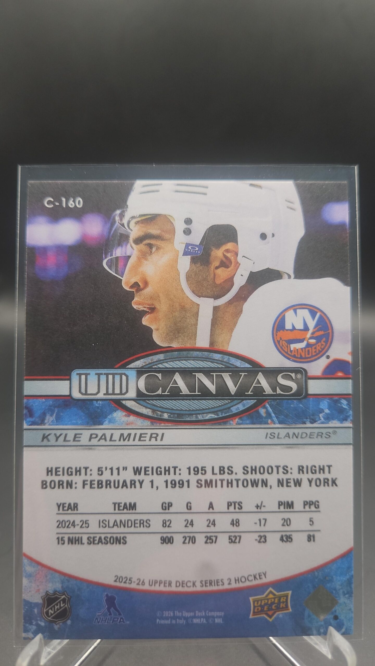 2025-26 Upper Deck Series 2 Ud Canvas Kyle Palmieri #C-160 New York Islanders - Image 2