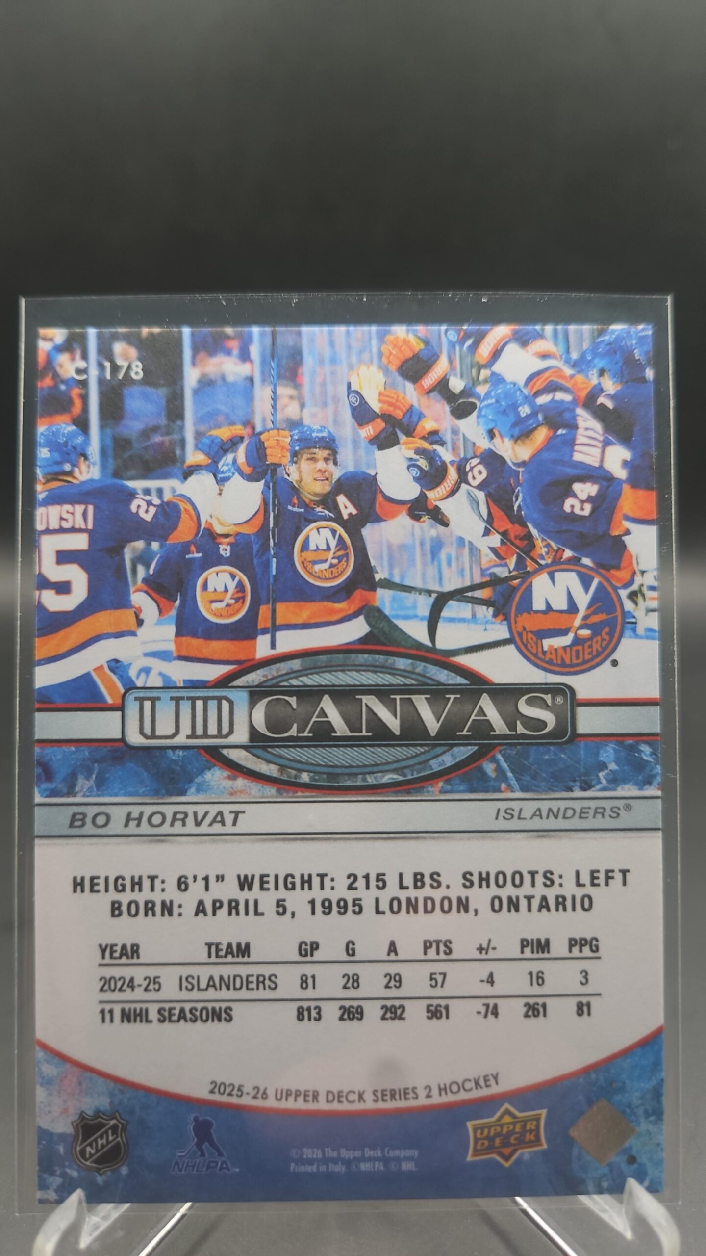 2025-26 Upper Deck Series 2 Bo Horvat UD Canvas C-178 New York Islanders Card - Image 2