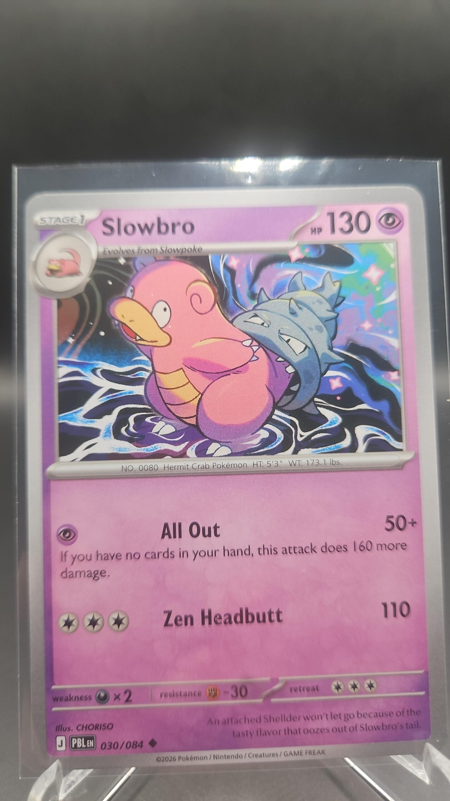 Slowbro 030/084 Base Rare Pokémon card from the Mega Evolution Era Pitch Black ME05 set in Near Mint condition.