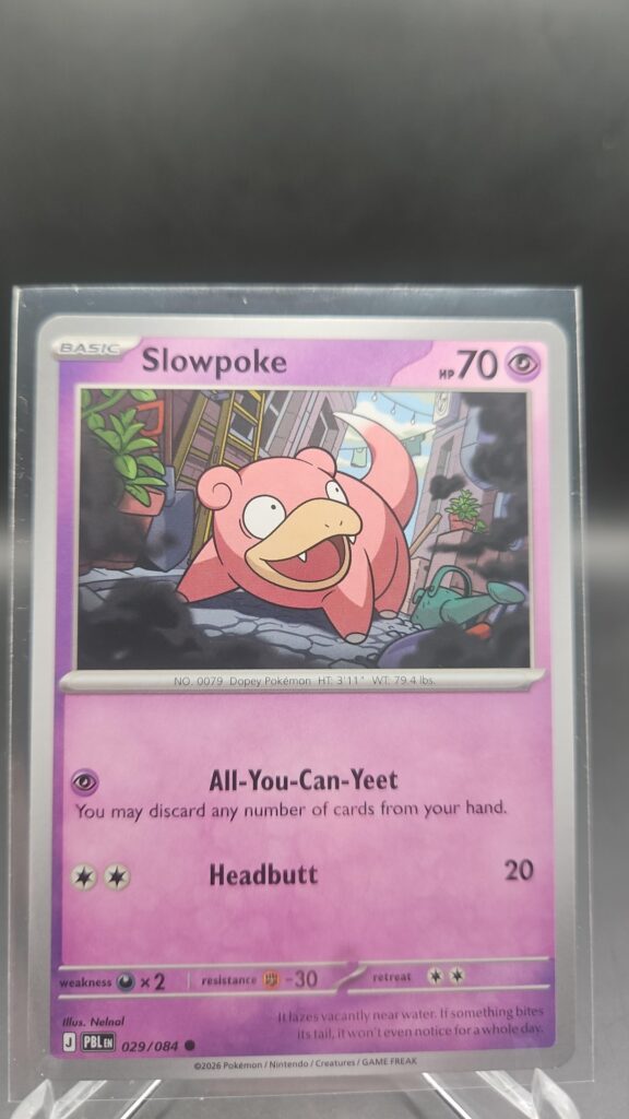 Slowpoke 029/084 Base Common Pokémon card from the Mega Evolution Era Pitch Black ME05 set in Near Mint condition.