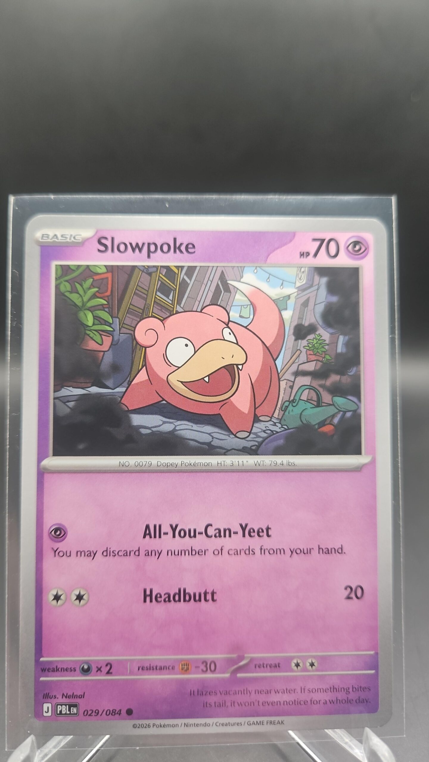 Slowpoke 029/084 Base Common Pokémon card from the Mega Evolution Era Pitch Black ME05 set in Near Mint condition.