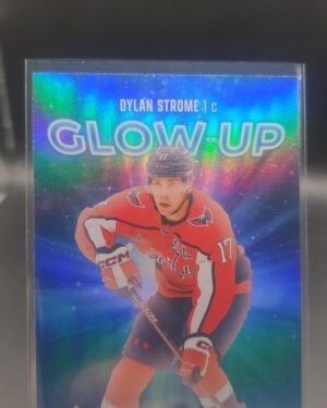 Dylan Strome Glow‑Up #GU‑12 card from 2025‑26 Upper Deck Series 2 in Near Mint condition.