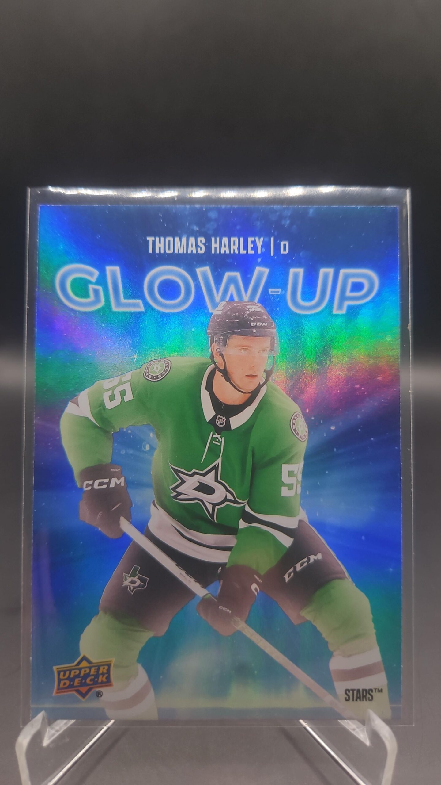 Thomas Harley Glow‑Up #GU‑11 card from 2025‑26 Upper Deck Series 2 in Near Mint condition.