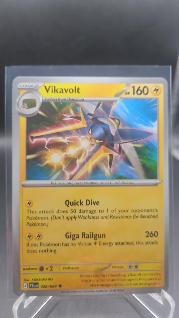 Vikavolt 026/084 Base Uncommon Pokémon card from the Mega Evolution Era Pitch Black ME05 set in Near Mint condition