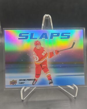 Zayne Parekh Slaps #SL‑10 card from 2025‑26 Upper Deck Series 2 in Near Mint condition. Title: Zayne Parekh Slaps SL‑10 – 2025‑26 Series 2 – NM