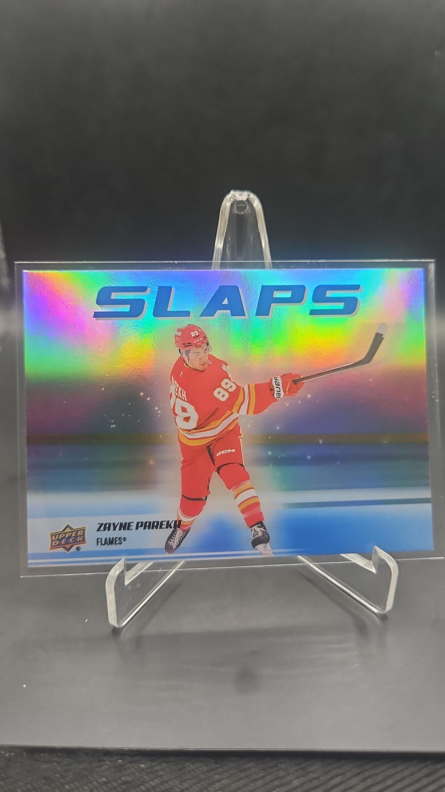 Zayne Parekh Slaps #SL‑10 card from 2025‑26 Upper Deck Series 2 in Near Mint condition. Title: Zayne Parekh Slaps SL‑10 – 2025‑26 Series 2 – NM